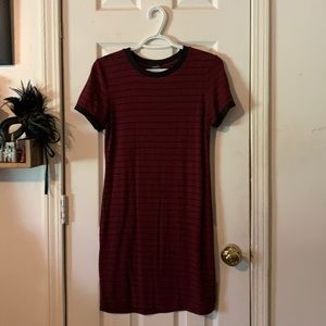 Maroon and black shirt dress